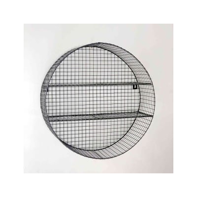 Étagère murale ronde en métal grillagé anthracite