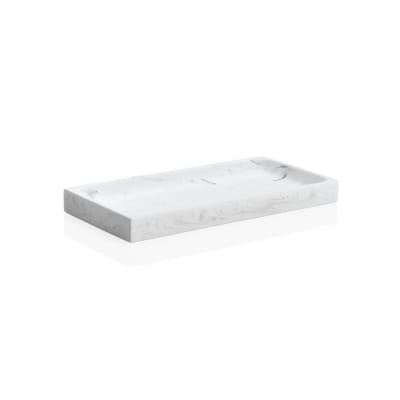 Plateau de présentation salle de bain résine blanche effet marbre