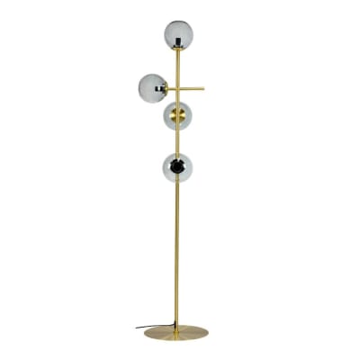 Lampadaire en verre fumé et laiton
