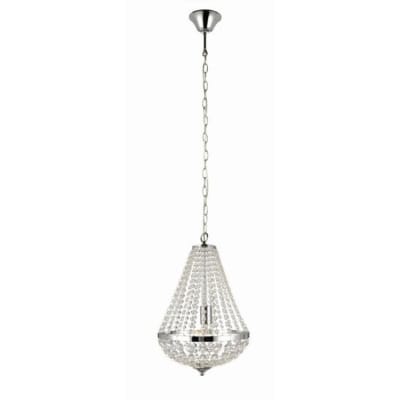 Lustre métal cristal diamètre 30cm argenté