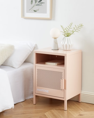 Table de chevet métal rose blush 40cm