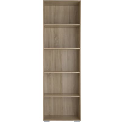 Bibliothèque 5 étagères effet bois de chêne mat