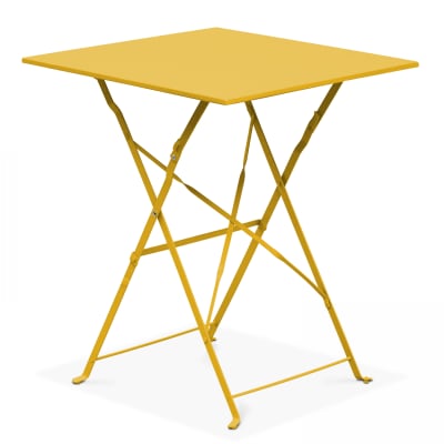 Table de jardin pliante bistrot 60 cm en acier jaune