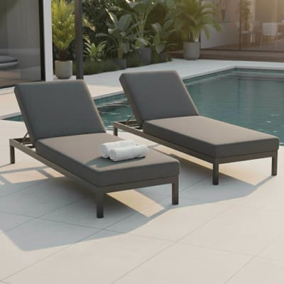 Lot de 2 bains de soleil inclinable en aluminium gris anthracite