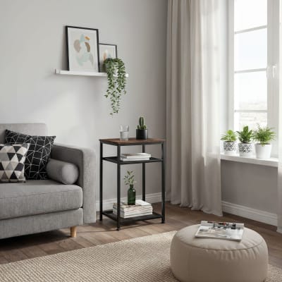 Table d'appoint 45,5 x 36 x 75,5 cm en panneau de fibres bois foncé