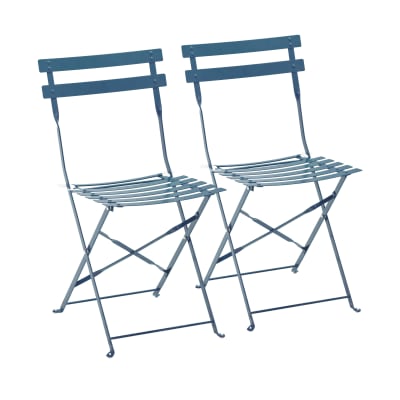 Lot de 2 chaises pliantes en acier bleu pacific