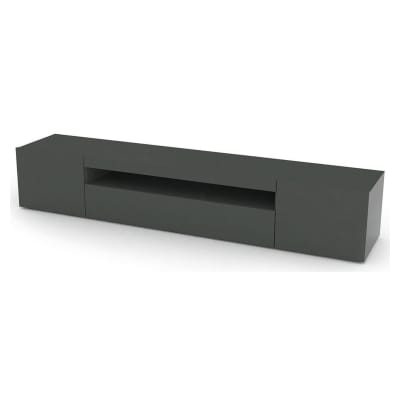 Meuble TV effet bois anthracite brillant 200x40 cm