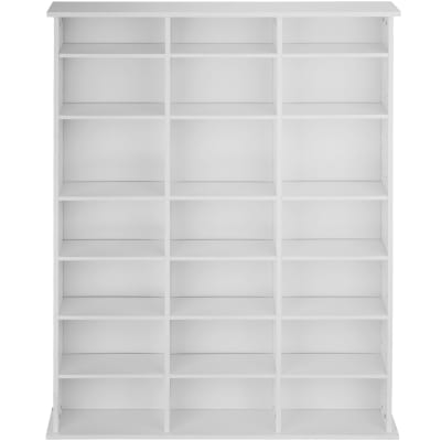 Étagère dvd cd panneau de fibres réglable 105,5x19x136,5cm blanc mat