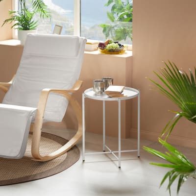 Table d'appoint ronde en acier 45,5 x 45,5 x 53 cm blanc
