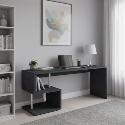 Bureau effet bois ardoise 180x60 cm