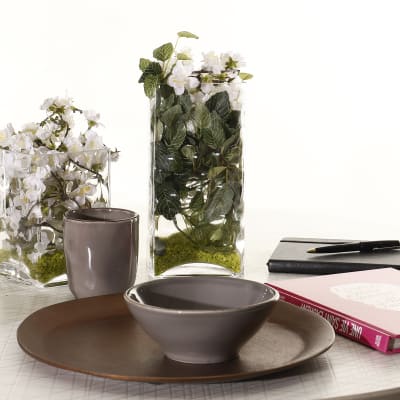 Vase décoratif en verre soufflé transparent h16