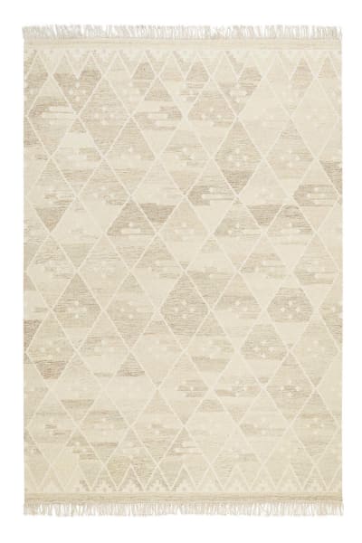 Tapis tissé main beige et tons pastels avec léger motif 80x150