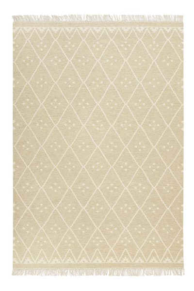 Tapis tissé main tons de beige avec léger motif 80x150