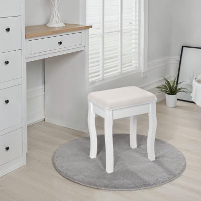 Tabouret pour coiffeuse bois table de maquillage vintage blanc