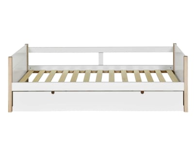 Lit gigogne banquette 90 x 190 Blanc et Pin