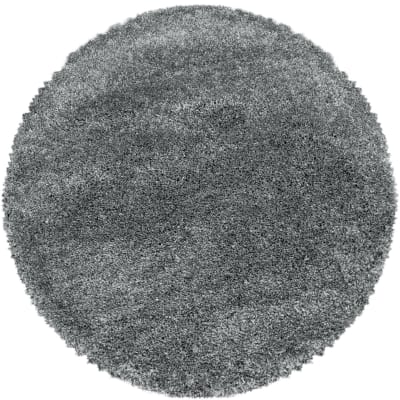 Tapis cosy rond à poils longs gris 120x120cm