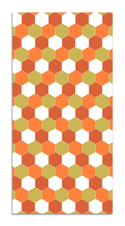 Tapis vinyle mosaïque hexagones de ton orange 120x160cm