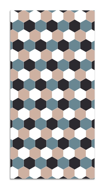 Tapis vinyle mosaïque hexagones de ton bleu 80x150cm