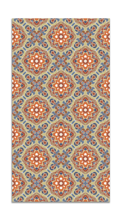 Tapis vinyle tuile fleurie orientale original 120x170cm