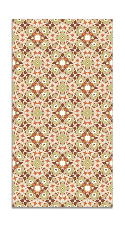 Tapis vinyle hydraulique type oriental orange 120x170cm