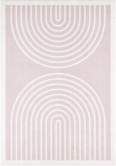 Tapis lavable arc en ciel beige et blanc 160x230
