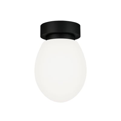 Applique de salle de bain ip44 en métal noir et verre opal ovale