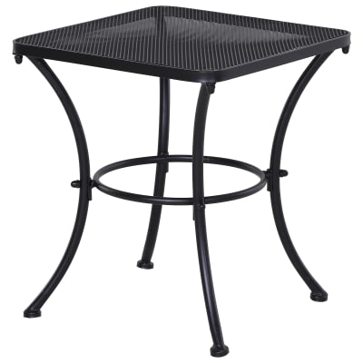 Table basse carrée bistro jardin piètement arqué plateau maillé métal