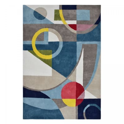 Tapis salon tufté main en coton 100% bio, multicolore 160x230