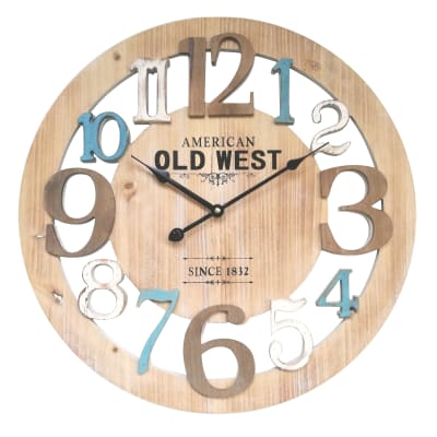 Horloge murale sculpté blanc marron et bleu ø 50 cm
