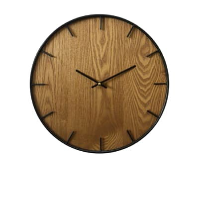 Horloge murale ronde effet bois brun et noir ø 40 cm