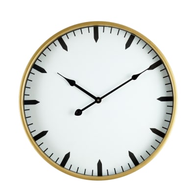 Horloge murale en verre et métal or et blanc ø 40 cm