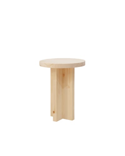 Tabouret en bois de sapin ton naturel 35x45cm