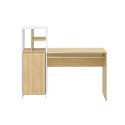 Bureau 3 niches chêne clair et blanc H113