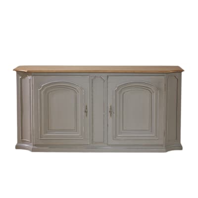 Buffet style shabby chic, plateau en chêne, 2 portes gris