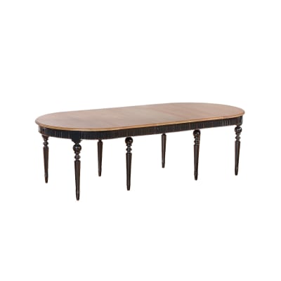 Table ovale en chêne 5 rallonges 6/14 couverts noire