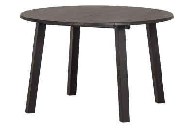 Table repas ronde extensible en chêne noir mat