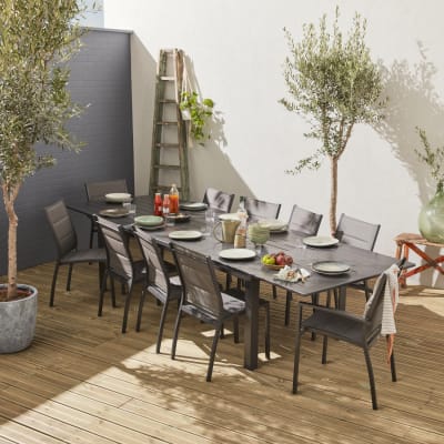 Table de jardin extensible aluminium gris 10 places