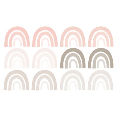 Stickers mureaux en vinyle arcs en ciel rose et gris tourterelle