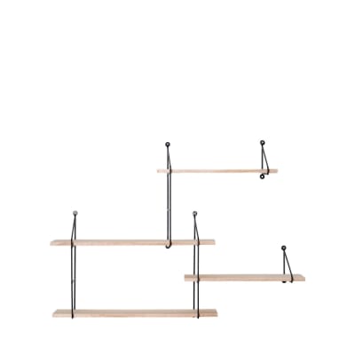 Etagère murale en bois et métal - bois clair