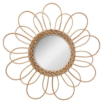 Miroir en rotin fleur D38cm