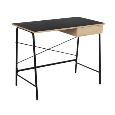 Bureau en bois et métal design industriel noir