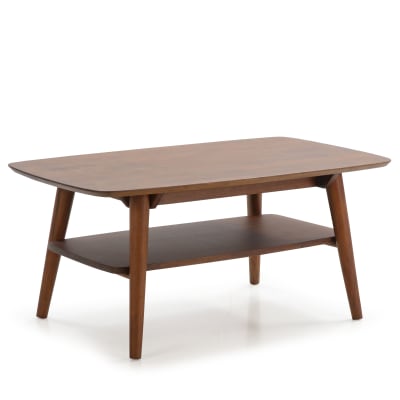 Table basse rectangulaire, bois massif couleur noyer, 100 cm longueur