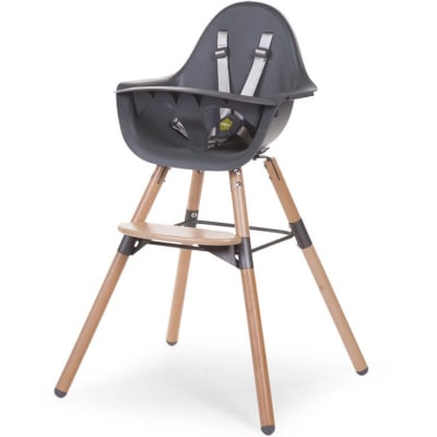 Chaise haute en bois naturel Evolu 2 gris