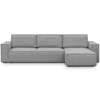 Canapé d'angle convertible réversible 5 places en tissu gris chiné