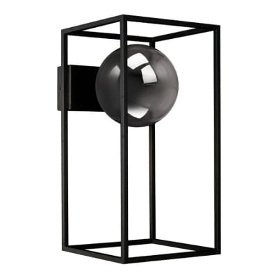 Applique murale métal verre pour salle de bain h27cm gris