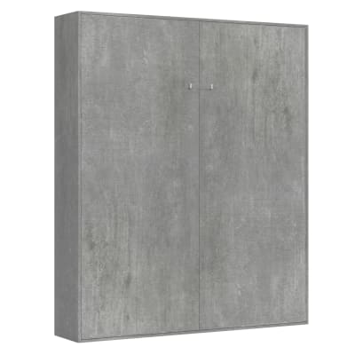 Lit escamotable vertical 160 effet bois gris béton