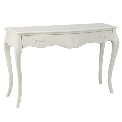 Console 1 tiroir en acajou  cassé l120 cm murano blanc en bois
