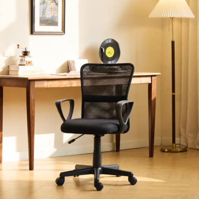 Chaise de bureau réglable en tissu noir