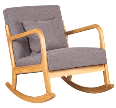 Rocking chair en bois massif et tissu gris