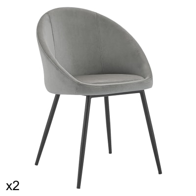 Lot de 2 chaises vintage en velours gris